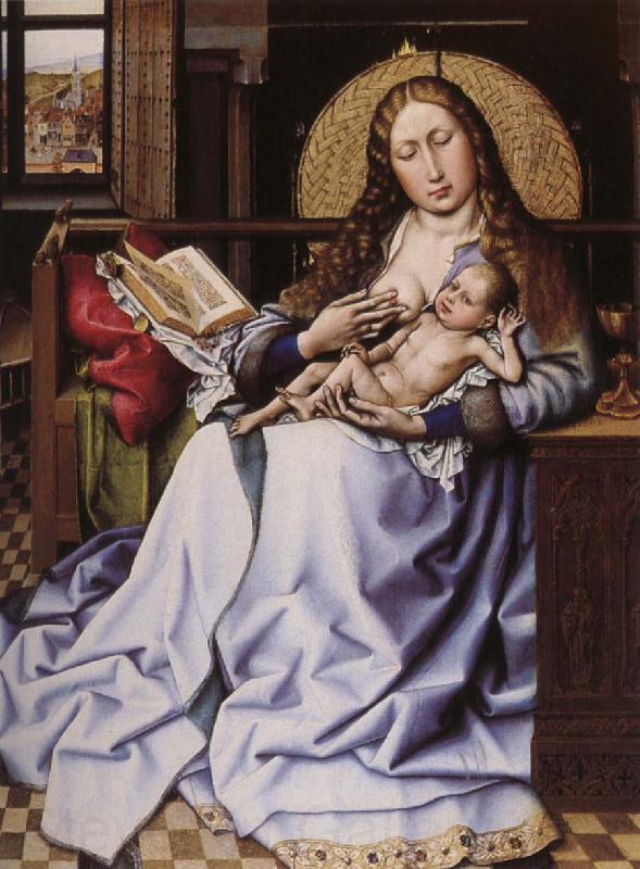 Robert Campin Maria with the child framfor hard Spain oil painting art
